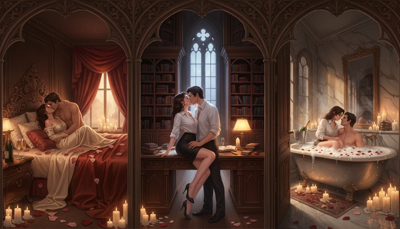 Multiple intimate location settings from dungeons to bedrooms to beaches for erotic storytelling
